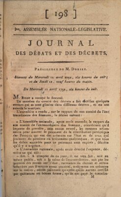 Journal des débats et des décrets Donnerstag 12. April 1792