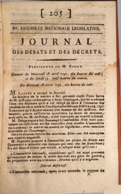 Journal des débats et des décrets Donnerstag 19. April 1792