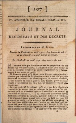 Journal des débats et des décrets Freitag 20. April 1792