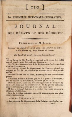 Journal des débats et des décrets Dienstag 24. April 1792