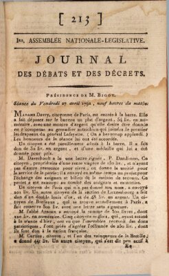 Journal des débats et des décrets Freitag 27. April 1792