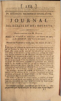 Journal des débats et des décrets Freitag 27. April 1792