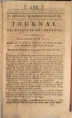 Journal des débats et des décrets Samstag 28. April 1792