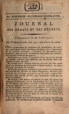 Journal des débats et des décrets Freitag 1. Juni 1792