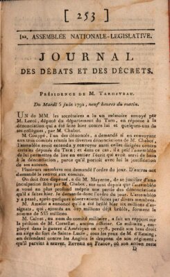 Journal des débats et des décrets Dienstag 5. Juni 1792