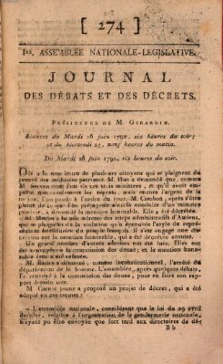 Journal des débats et des décrets Dienstag 26. Juni 1792