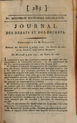 Journal des débats et des décrets Mittwoch 4. Juli 1792