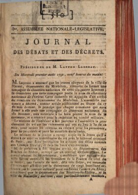 Journal des débats et des décrets Mittwoch 1. August 1792