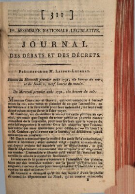 Journal des débats et des décrets Mittwoch 1. August 1792