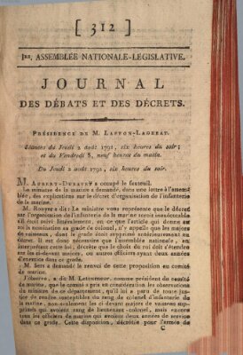 Journal des débats et des décrets Freitag 3. August 1792