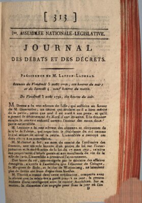 Journal des débats et des décrets Samstag 4. August 1792