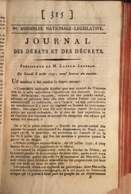 Journal des débats et des décrets Montag 6. August 1792