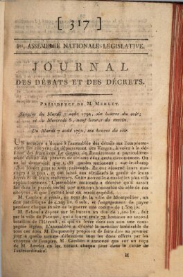 Journal des débats et des décrets Dienstag 7. August 1792