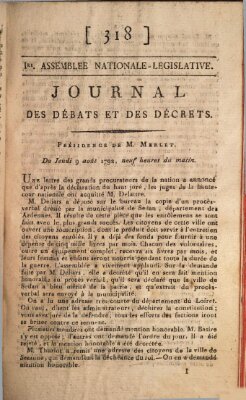 Journal des débats et des décrets Donnerstag 9. August 1792