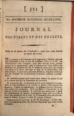 Journal des débats et des décrets Freitag 10. August 1792