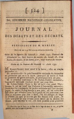 Journal des débats et des décrets Sonntag 12. August 1792