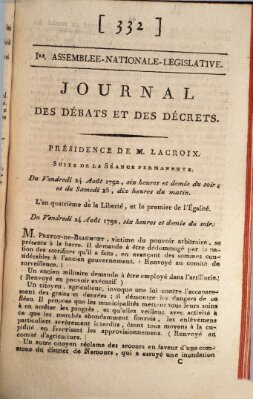 Journal des débats et des décrets Samstag 25. August 1792