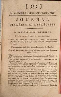 Journal des débats et des décrets Samstag 25. August 1792