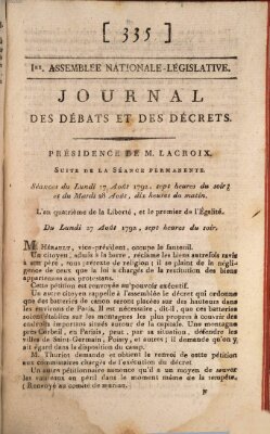 Journal des débats et des décrets Dienstag 28. August 1792