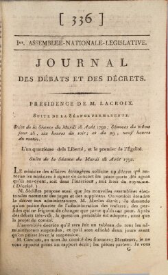 Journal des débats et des décrets Mittwoch 29. August 1792