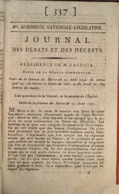 Journal des débats et des décrets Donnerstag 30. August 1792