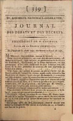 Journal des débats et des décrets Freitag 31. August 1792