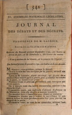 Journal des débats et des décrets Samstag 1. September 1792