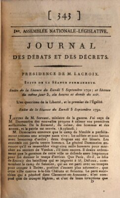 Journal des débats et des décrets Montag 3. September 1792