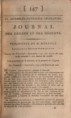 Journal des débats et des décrets Samstag 8. September 1792