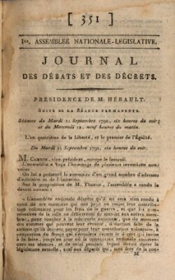 Journal des débats et des décrets Mittwoch 12. September 1792