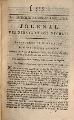 Journal des débats et des décrets Freitag 14. September 1792