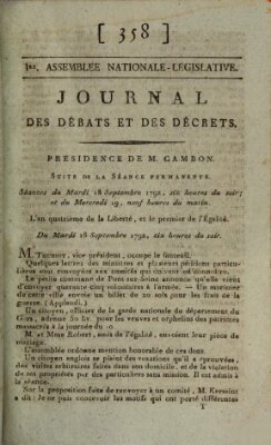 Journal des débats et des décrets Dienstag 18. September 1792