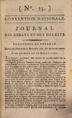 Journal des débats et des décrets Sonntag 11. November 1792