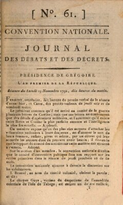 Journal des débats et des décrets Montag 19. November 1792