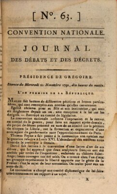 Journal des débats et des décrets Mittwoch 21. November 1792