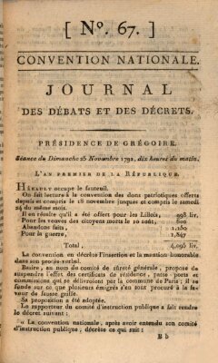 Journal des débats et des décrets Sonntag 25. November 1792