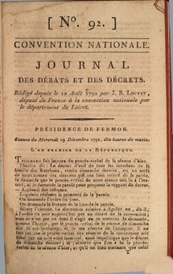 Journal des débats et des décrets Mittwoch 19. Dezember 1792