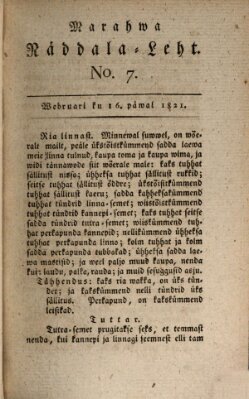 Marahwa näddalaleht Freitag 16. Februar 1821