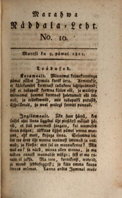 Marahwa näddalaleht Freitag 9. März 1821