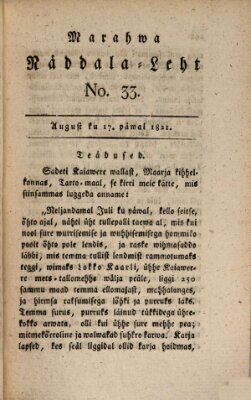 Marahwa näddalaleht Freitag 17. August 1821