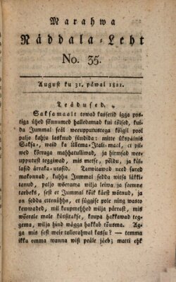 Marahwa näddalaleht Freitag 31. August 1821