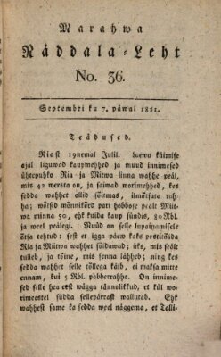 Marahwa näddalaleht Freitag 7. September 1821