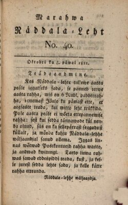 Marahwa näddalaleht Freitag 5. Oktober 1821