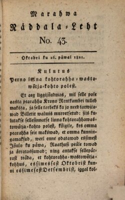 Marahwa näddalaleht Freitag 26. Oktober 1821