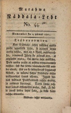 Marahwa näddalaleht Freitag 2. November 1821