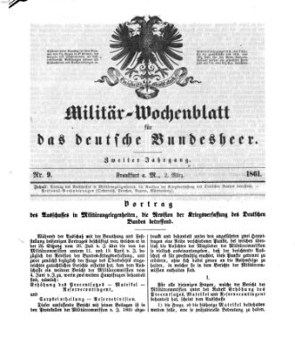 Militär-Wochenblatt für das deutsche Bundesheer Samstag 2. März 1861