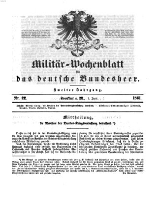 Militär-Wochenblatt für das deutsche Bundesheer Samstag 1. Juni 1861