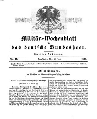 Militär-Wochenblatt für das deutsche Bundesheer Samstag 22. Juni 1861