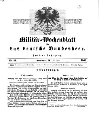 Militär-Wochenblatt für das deutsche Bundesheer Samstag 20. Juli 1861