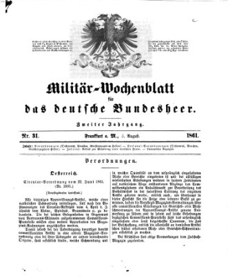 Militär-Wochenblatt für das deutsche Bundesheer Samstag 3. August 1861